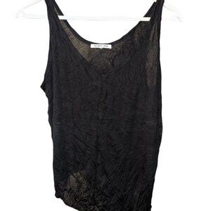 Helmut Lang black asymmetrical hem sleeveless jersey knit top M